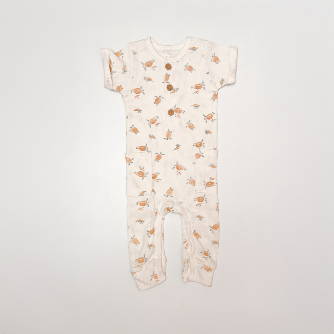 BEIGE KNITTED PRINTED ROMPER
