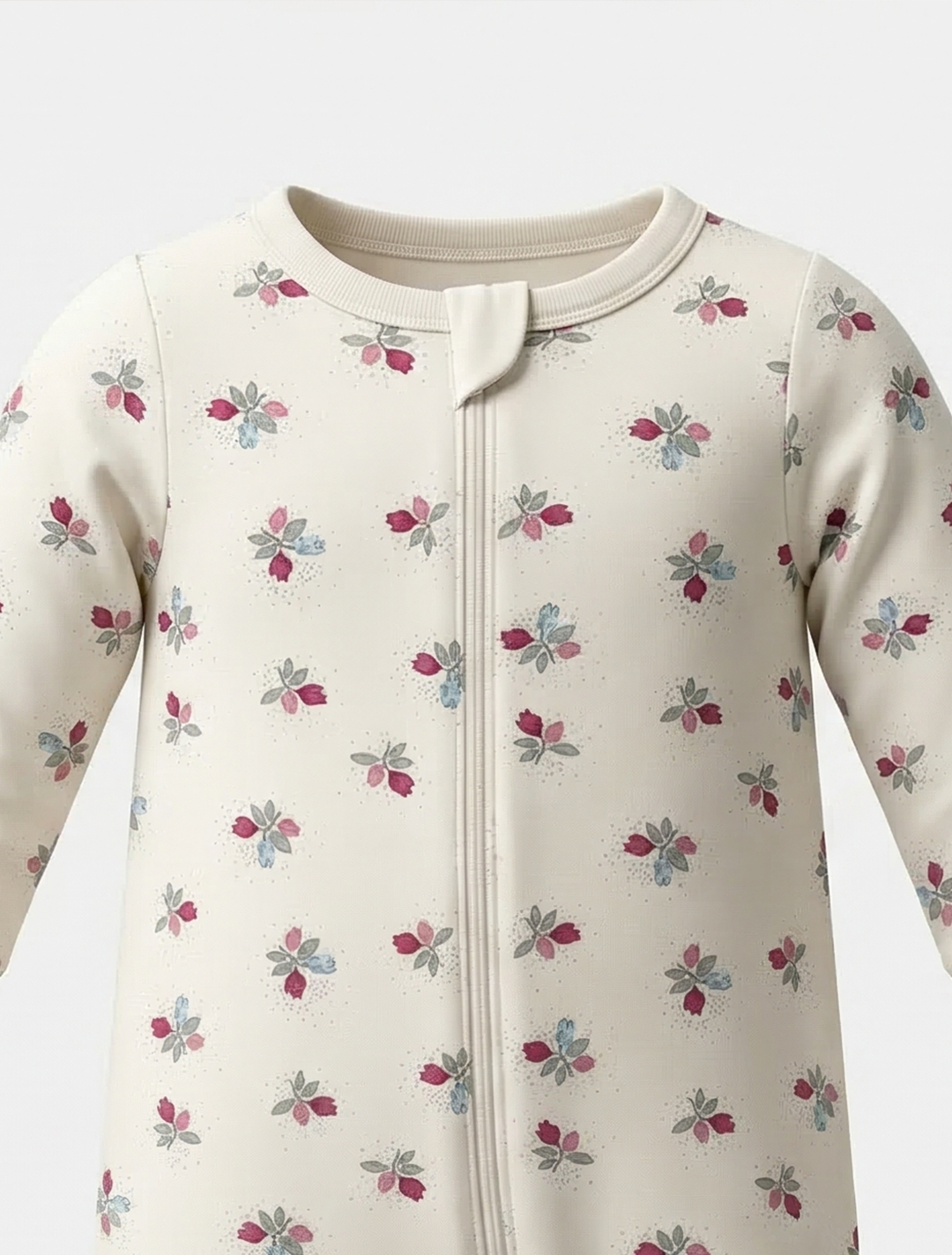 IVORY FLORAL VISCOUS ZIPPER ROMPER