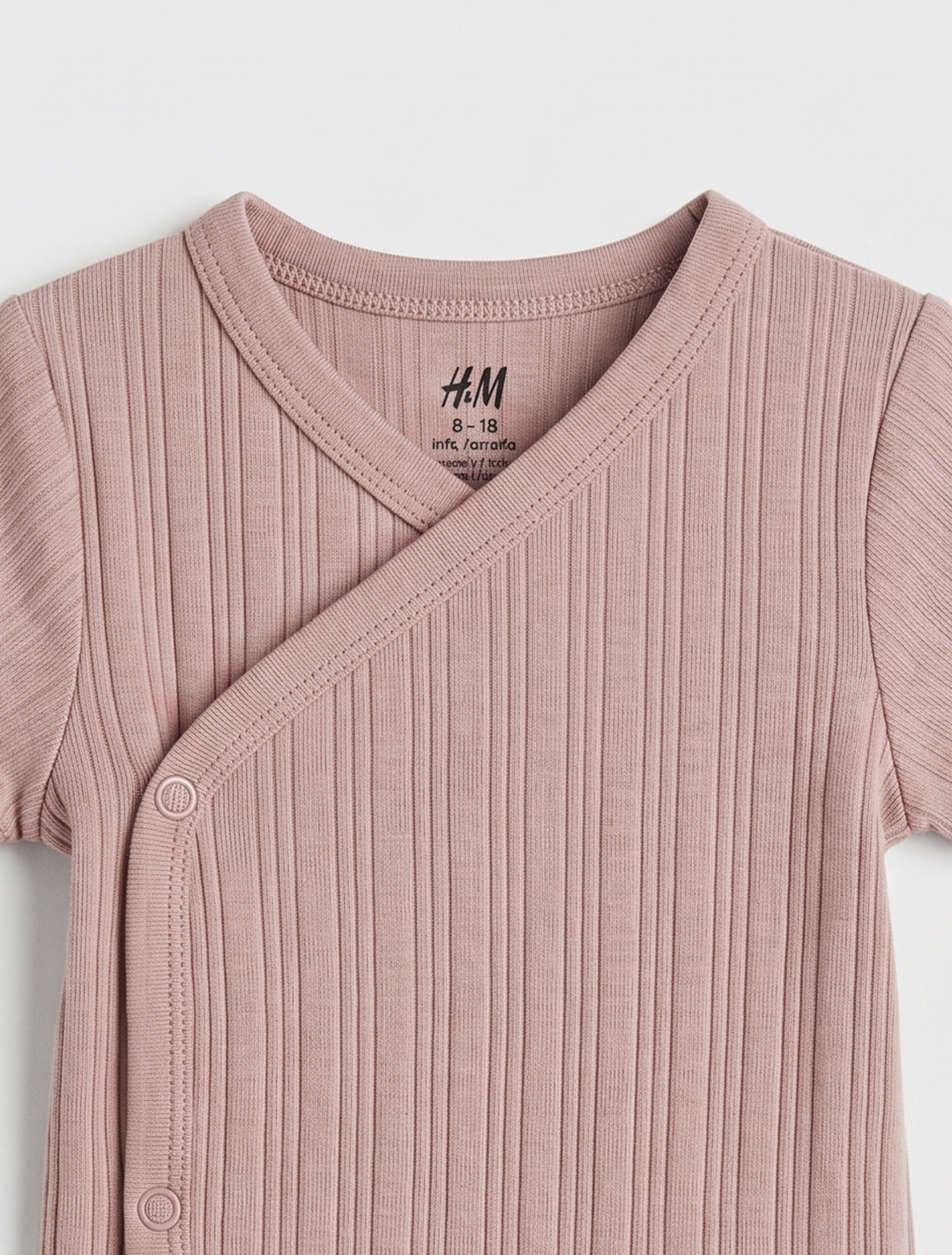 DUSTY PINK RIBBED WRAPOVER ONESIE