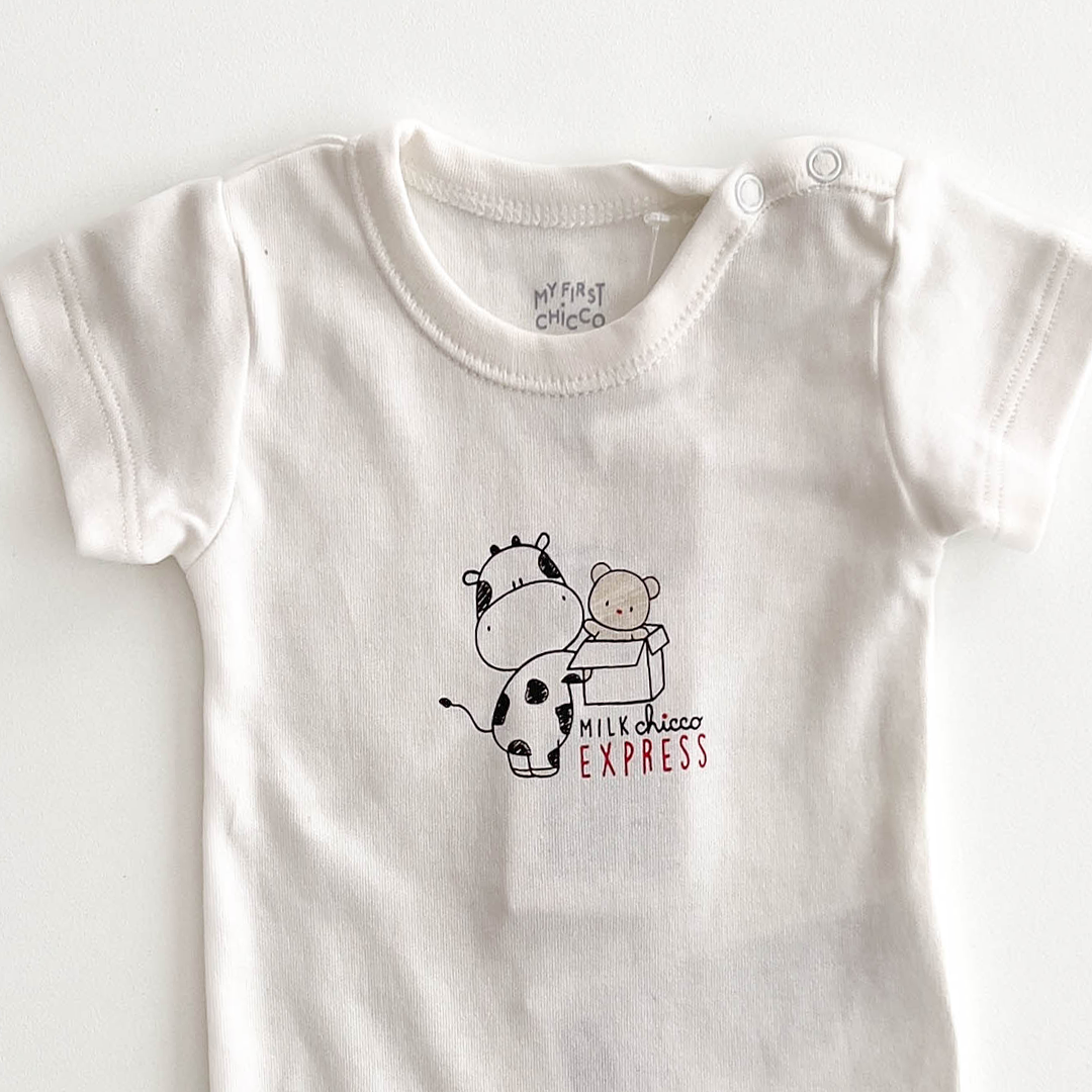 WHITE PRINT COTTON  ONESIE