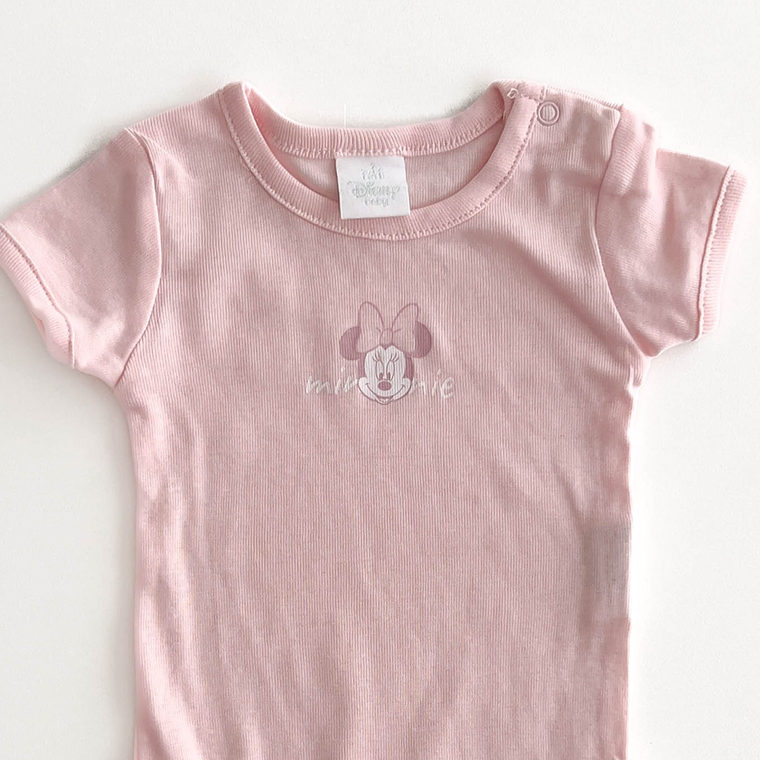 DISNEY BABY PINK MINNIE PRINT ONESIE