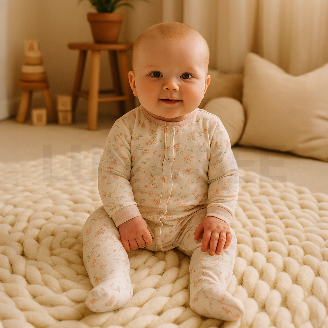 WHITE MICE PRINTED SLEEPSUIT