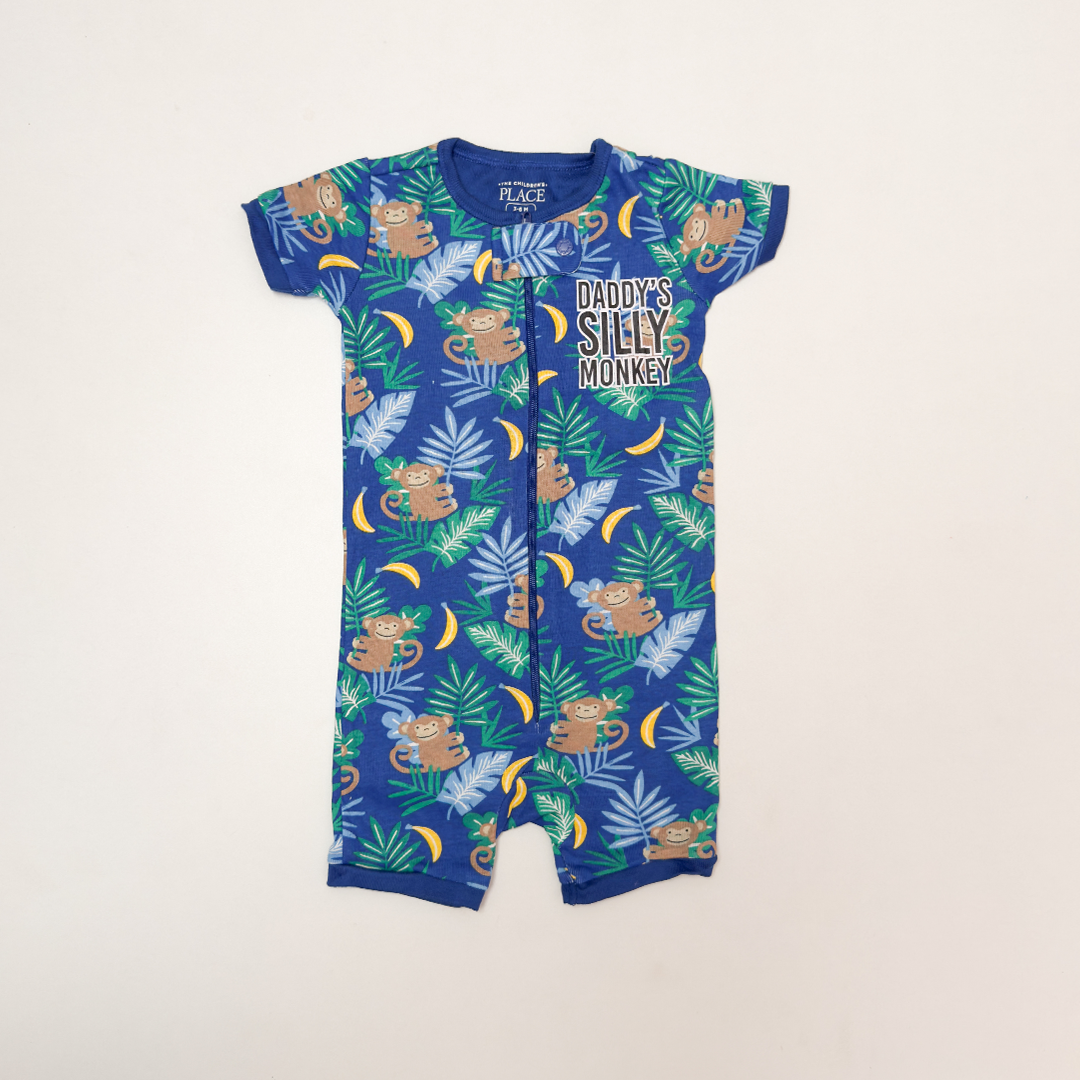 BLUE PRINTED ZIPPER JUMPSUIT