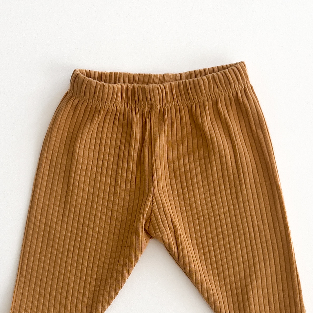 YELLOW RIBBED COTTON PANTS