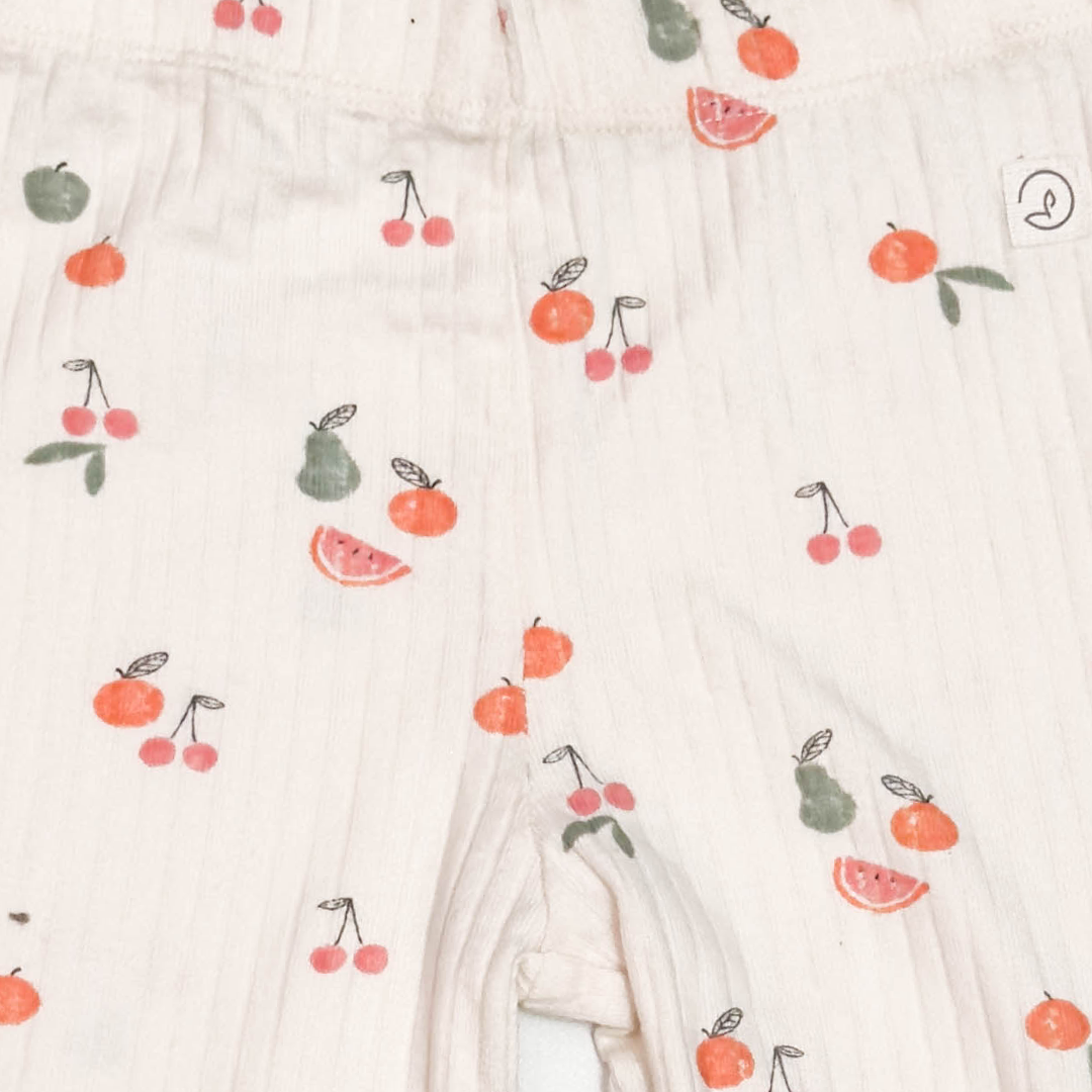 ORANGE PRINTED RIBBED PANTS