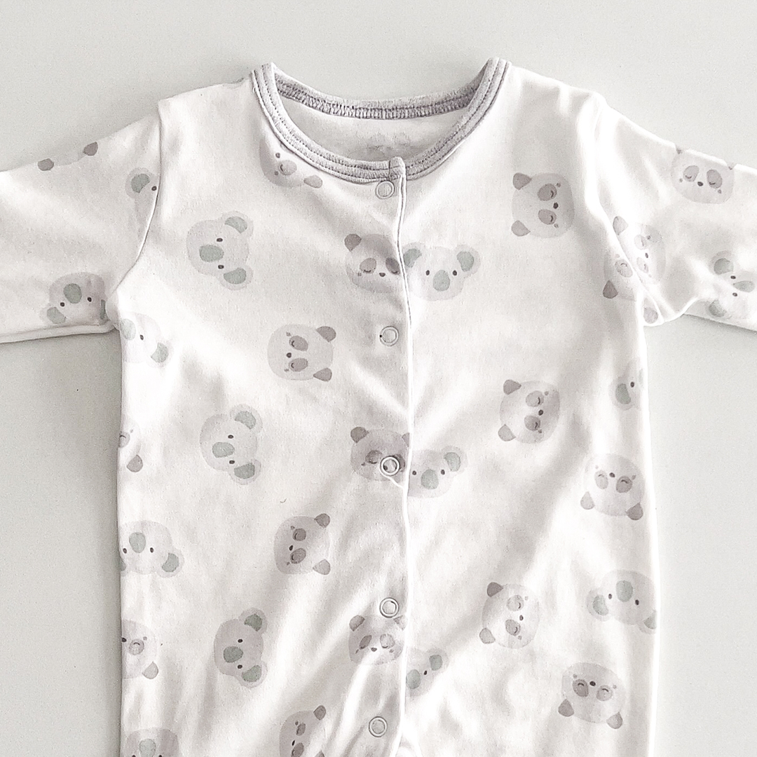 Light grey animal patterned sleepsuit