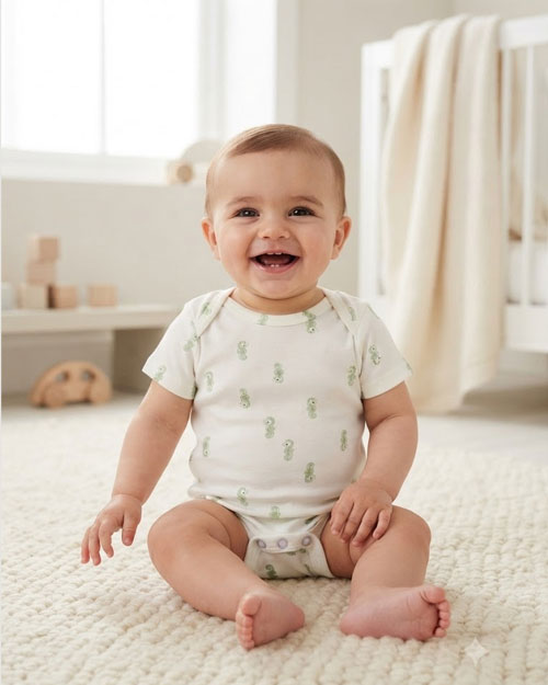 Green seahorses patterned onesie