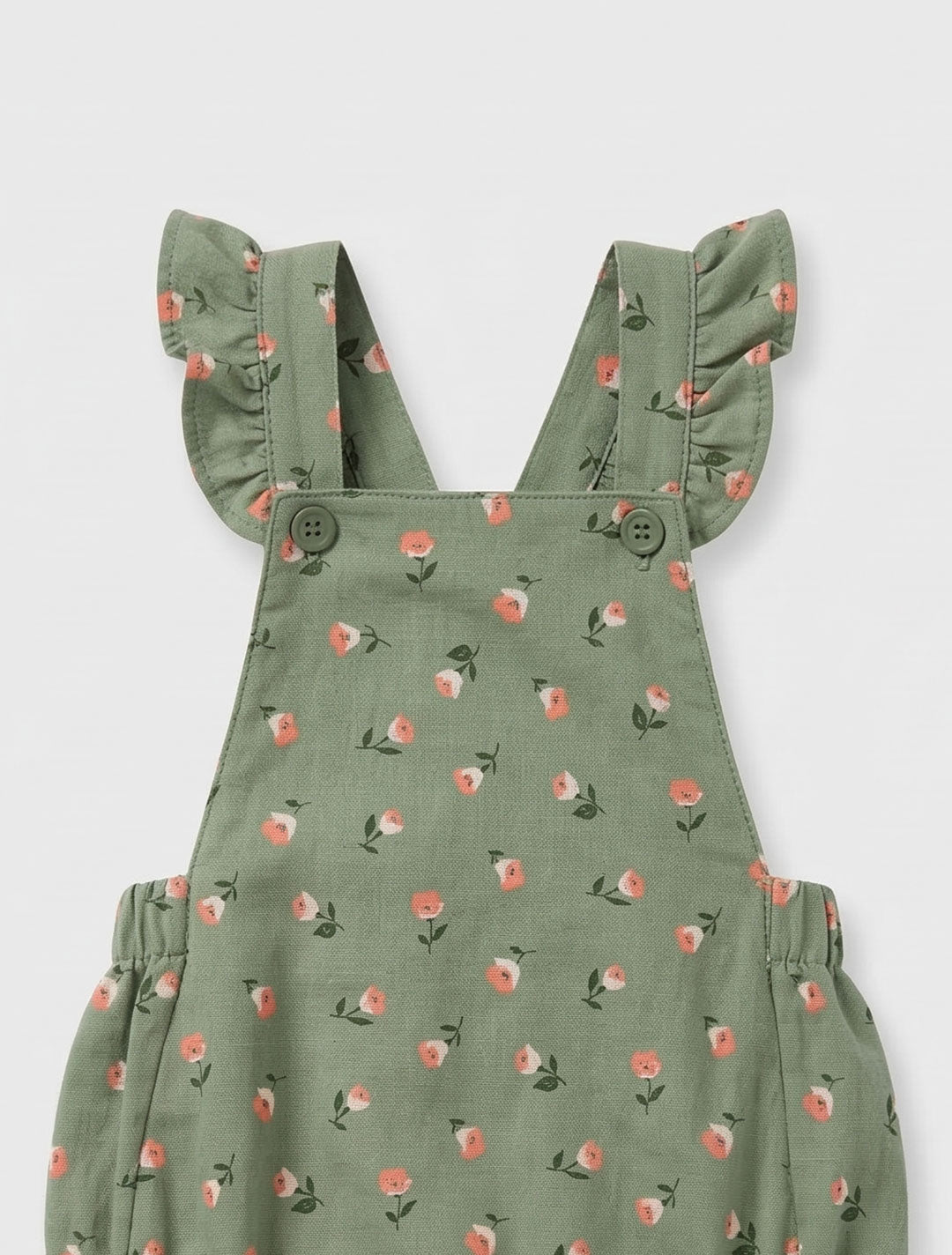 GREEN FLORAL DUNGAREE