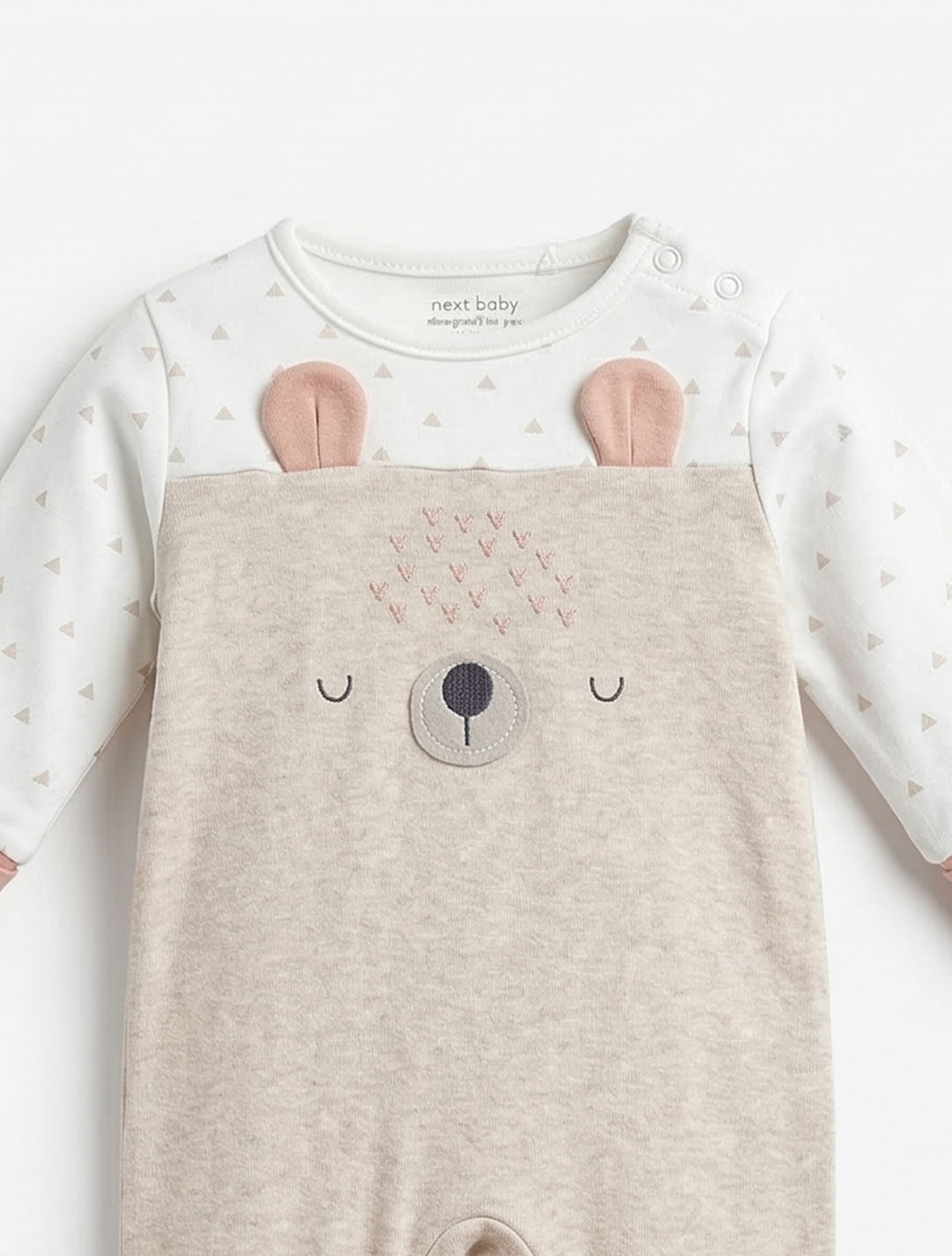 BEIGE WHITE PRINTED SLEEPSUIT