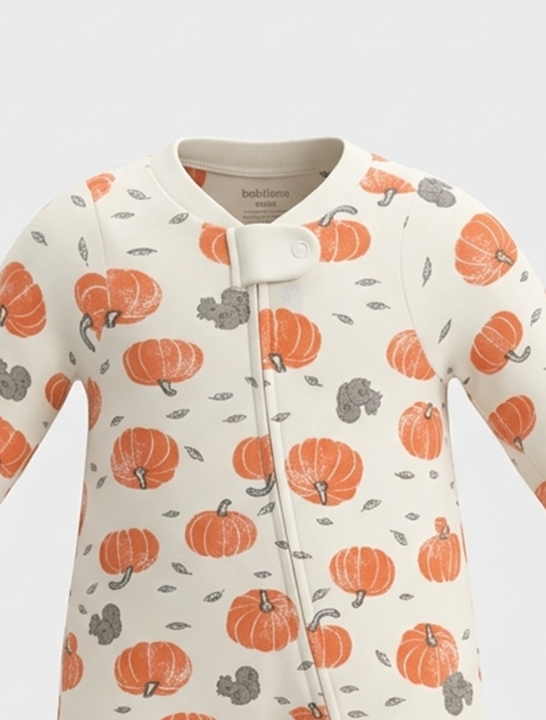 PUMPKIN PRINTED ZIPPER SLEEPSUIT