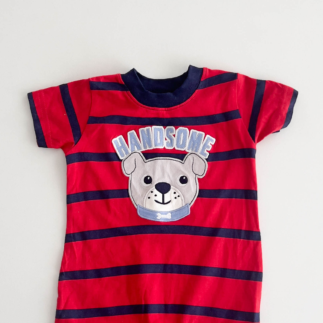 BOYS RED STRIPED JUMPSUIT