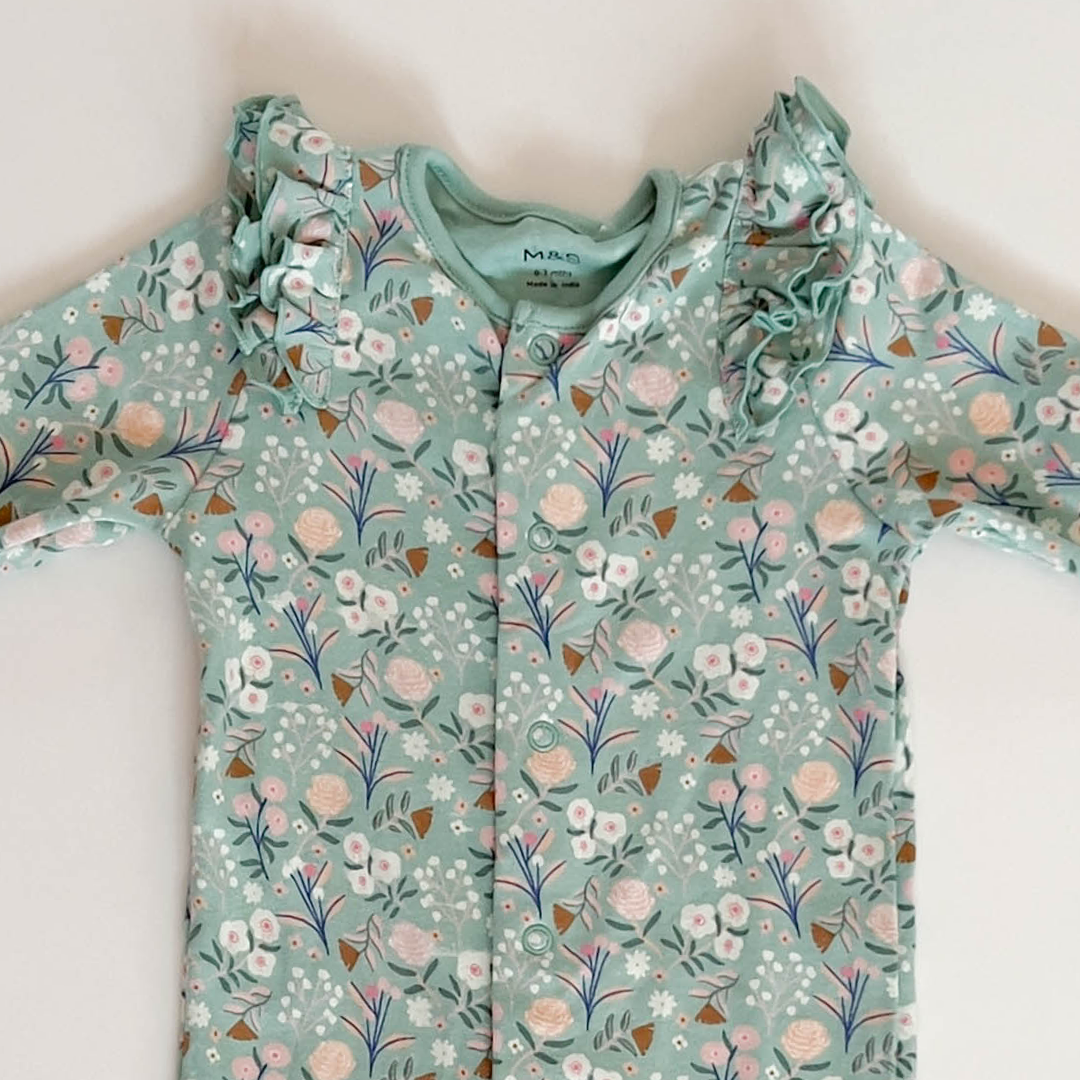VEGAN FLORAL RUFFLED ROMPER