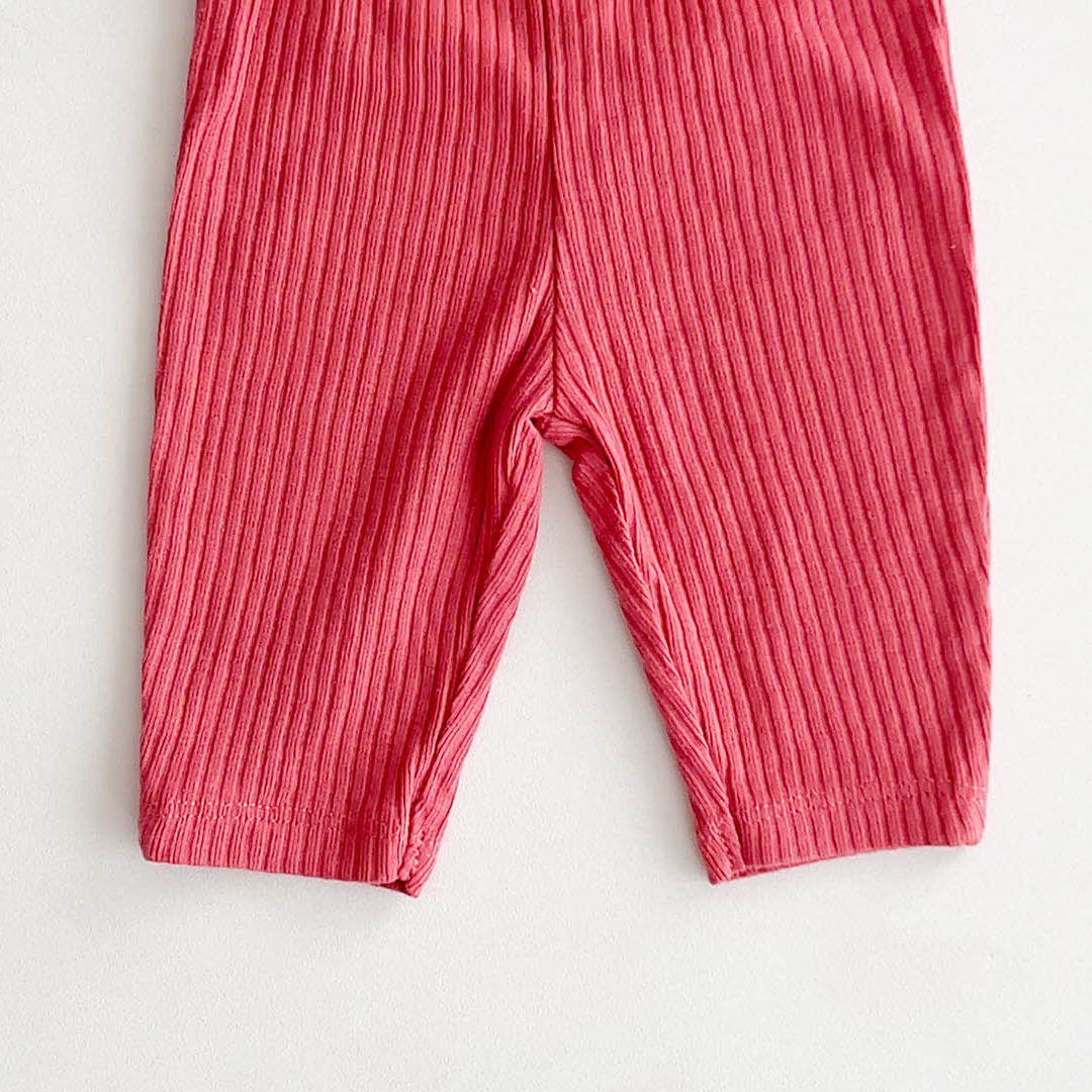 CORAL RIBBED COTTON PANTS