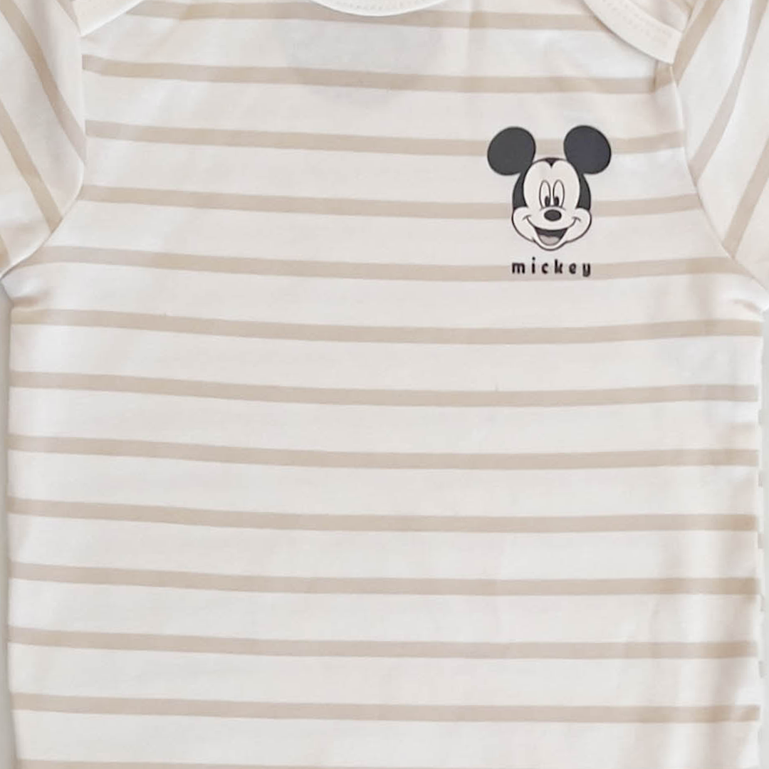 WHITE LINNED MICKEY ONESIE