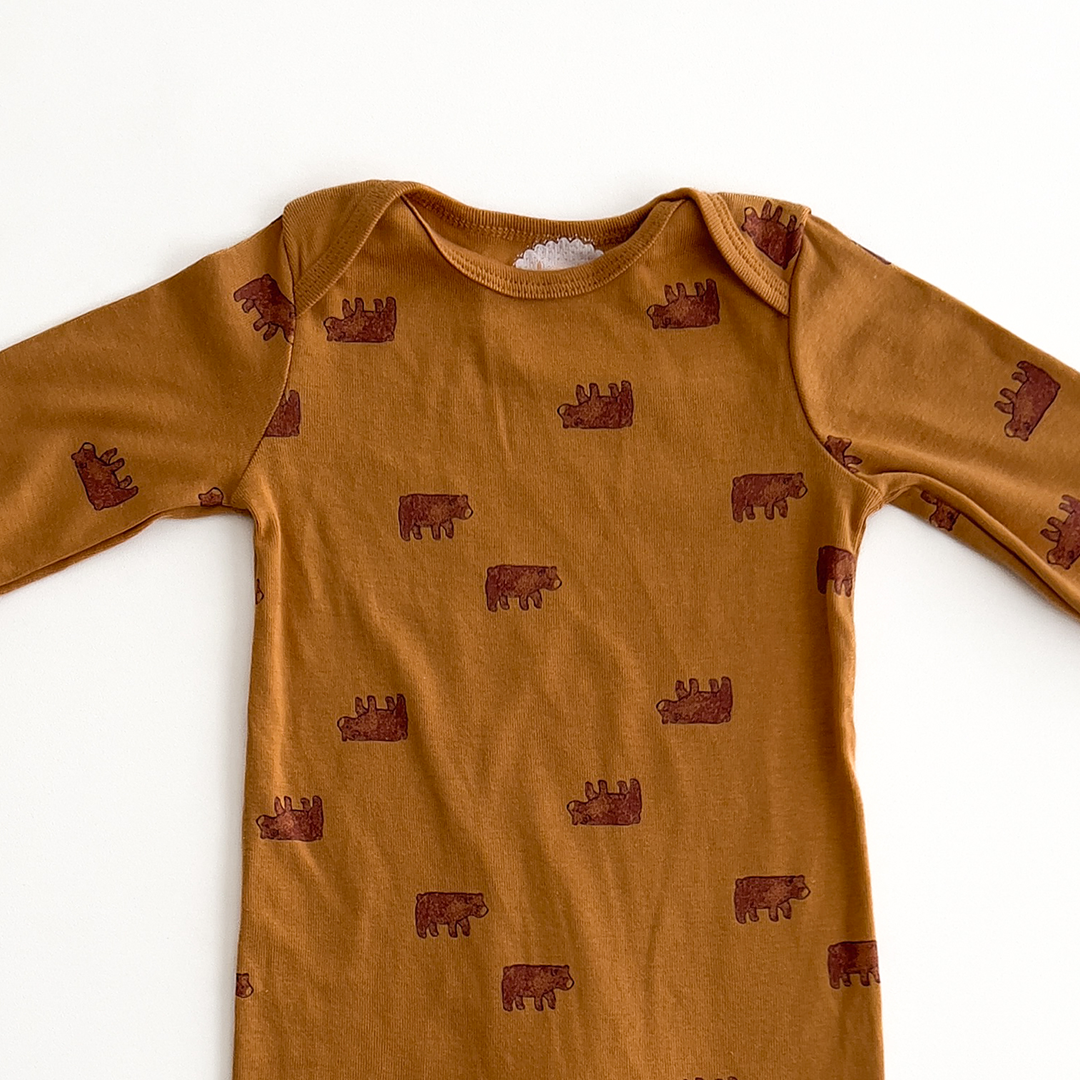 brown bear patterned romper