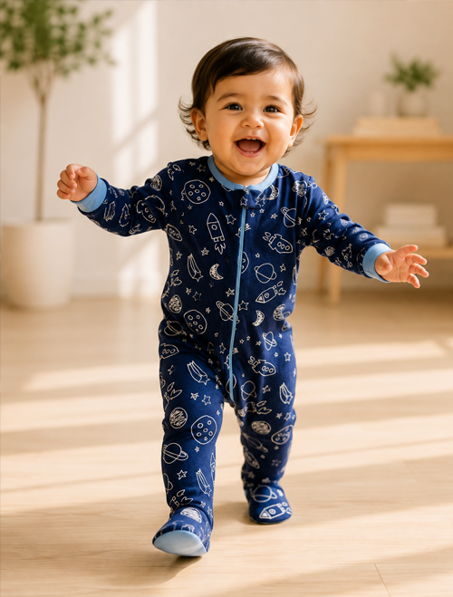 Navy blue zipper sleepsuit