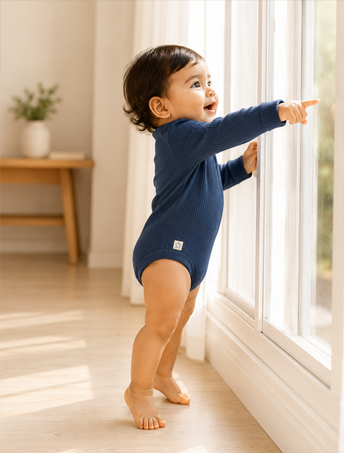 Navy blue ribbed onesie