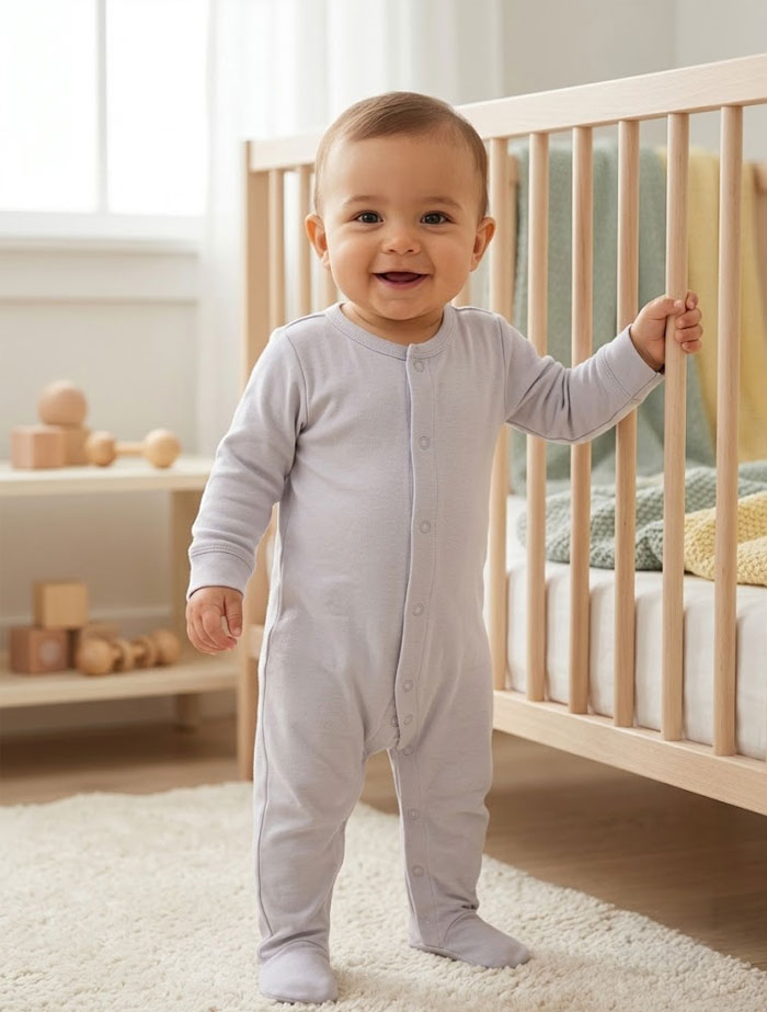 Grey button sleepsuit