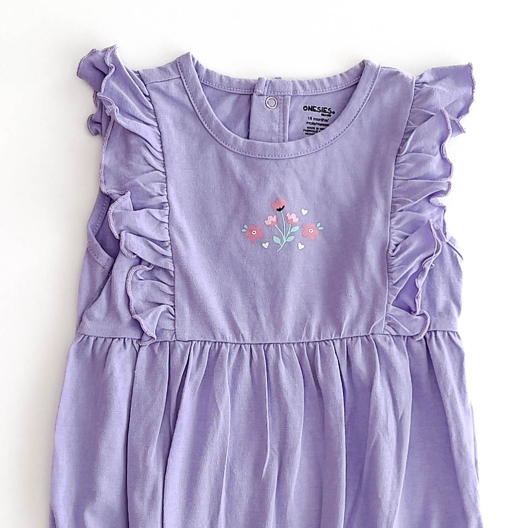 LAVENDER RUFFLED SLEEVE ONESIE