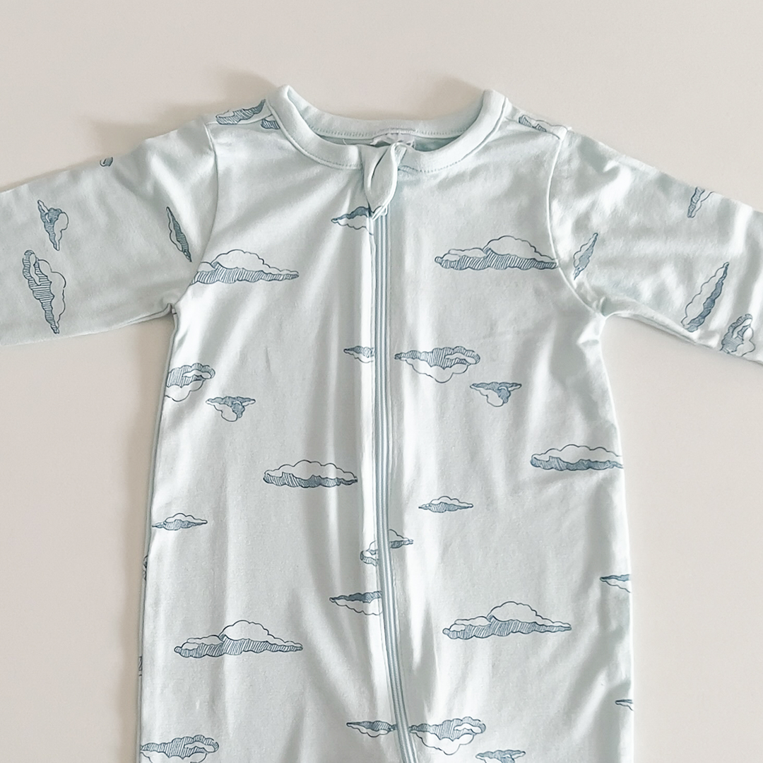 Blue cloud print sleepsuit