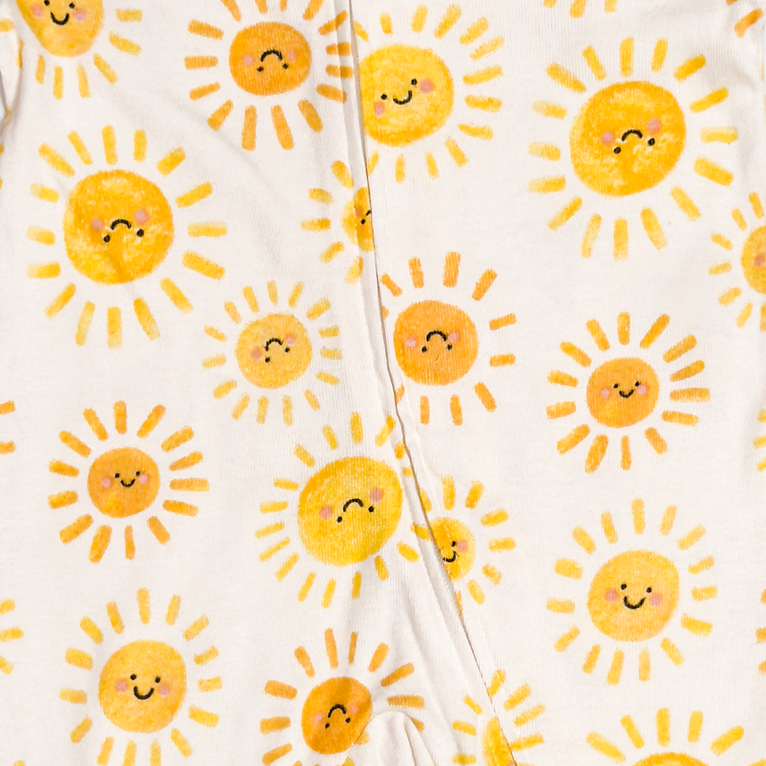 CUTE SUN PRINTED ZIPPER SLEEPSUIT