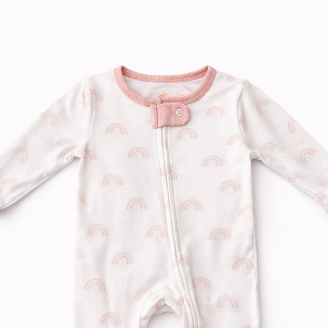 PINK RAINBOW PRINTED SLEEPSUIT