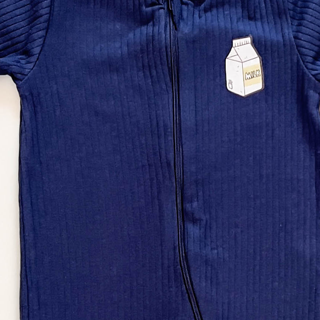 NAVY BLUE RIBBED SLEEPSUIT