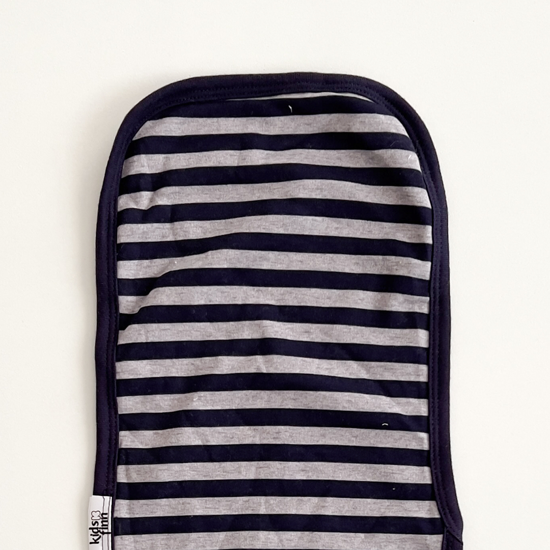 NAVY BLUE AND GREY STRIPED BURP CLOTH