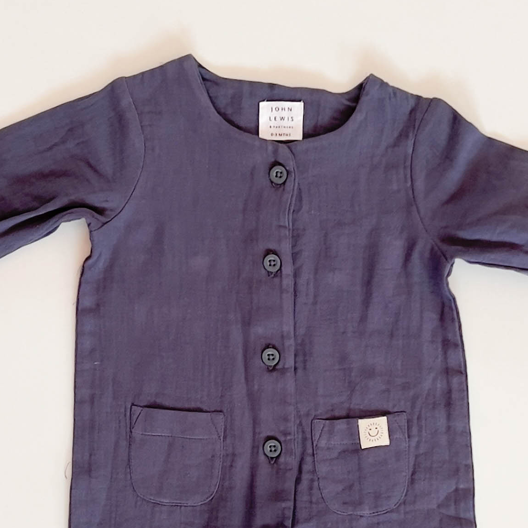 BLUE GREY MUSLIN ROMPER