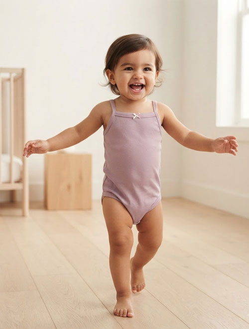Ribbed Cami Baby Onesie – Lilac with Bow Detail