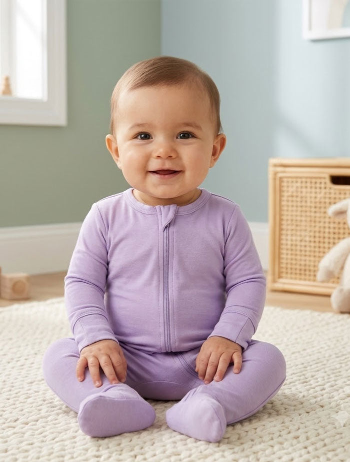 Lavender 2 way zipper sleepsuit