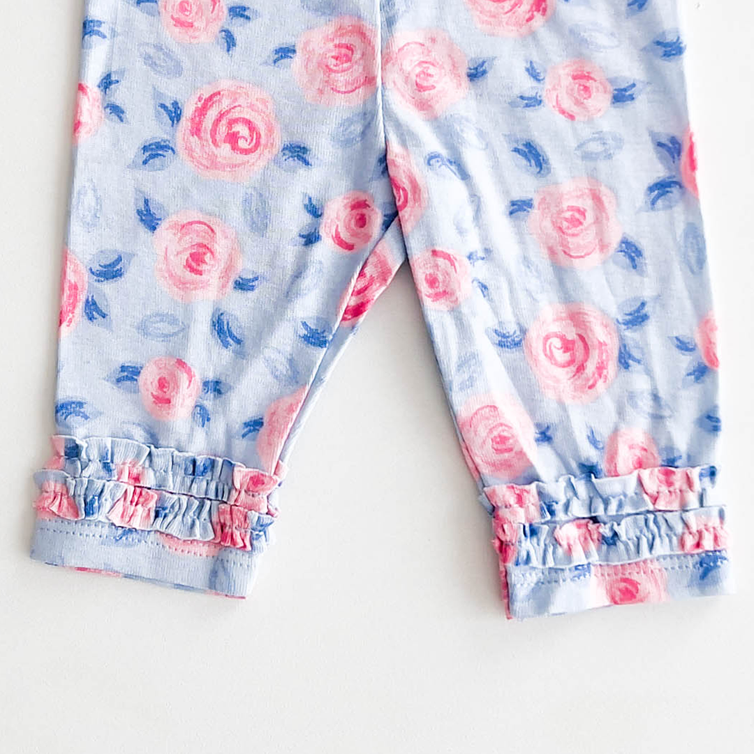 BLUE FLORAL COTTON PANTS