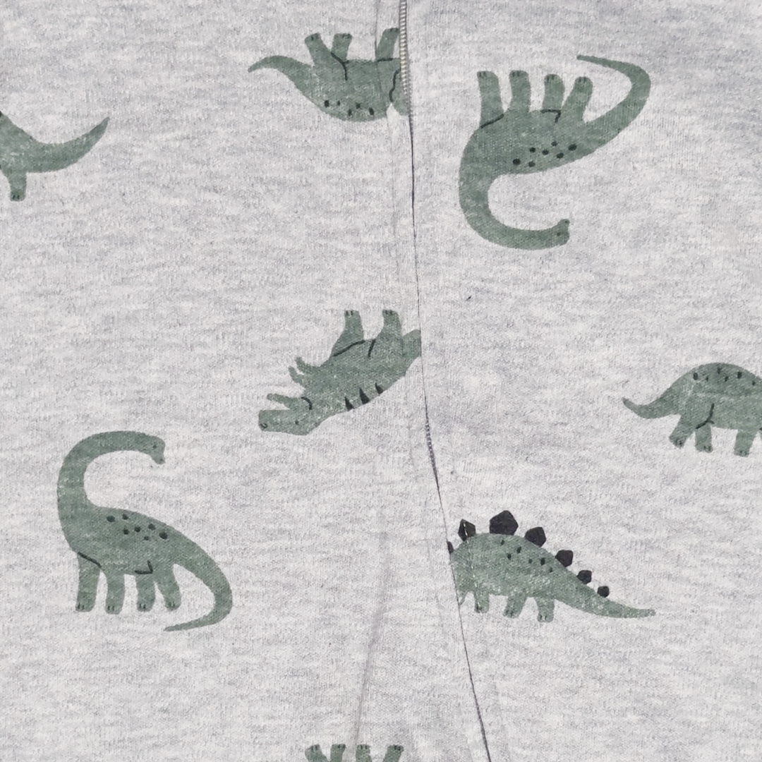 GREY GREEN DINO SLEEPSUIT