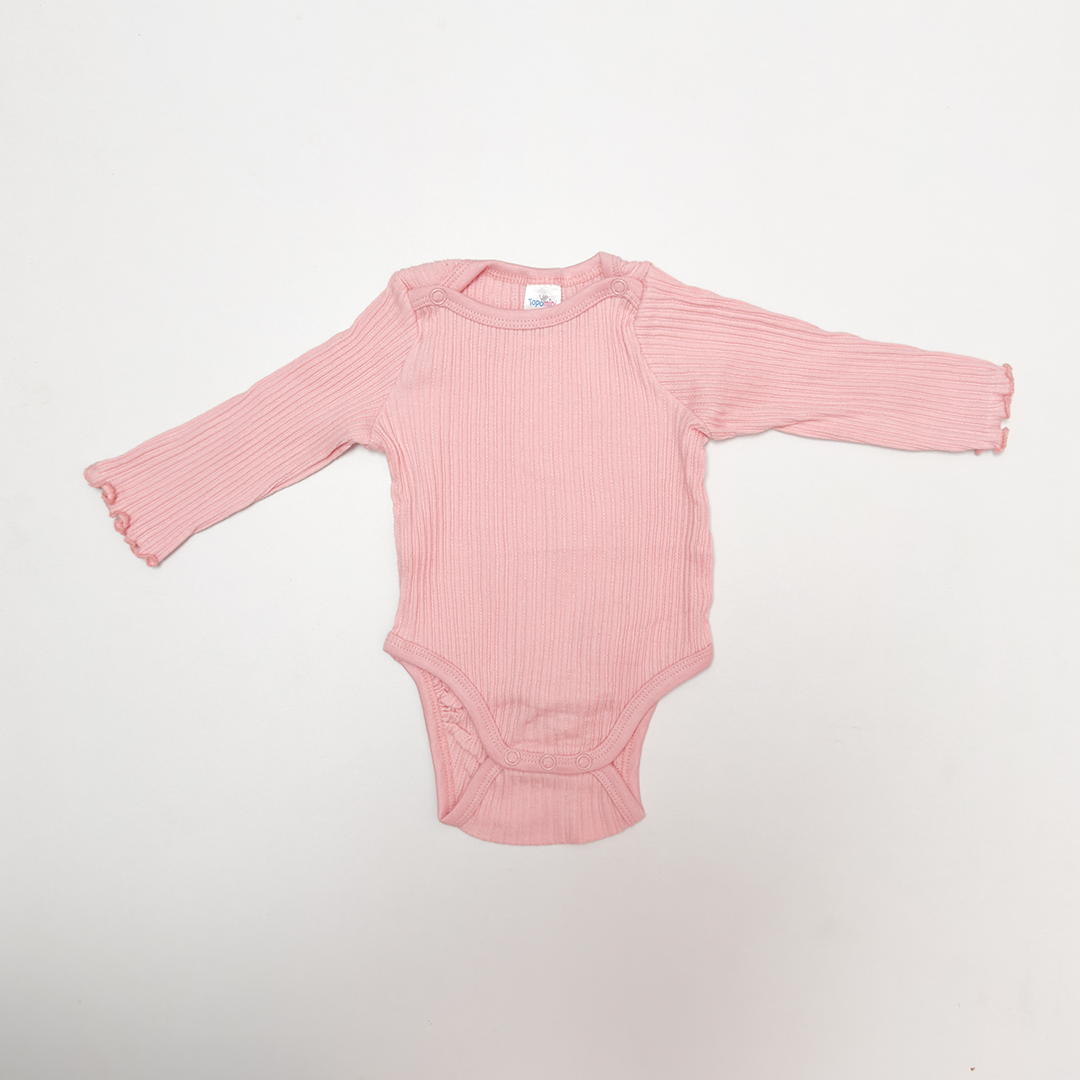 POWDER PINK RIBBED ONESIE