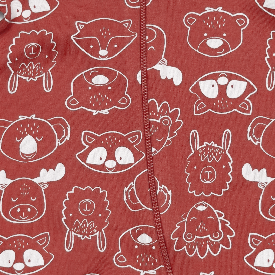BRICK BROWN PRINTED SLEEPSUIT