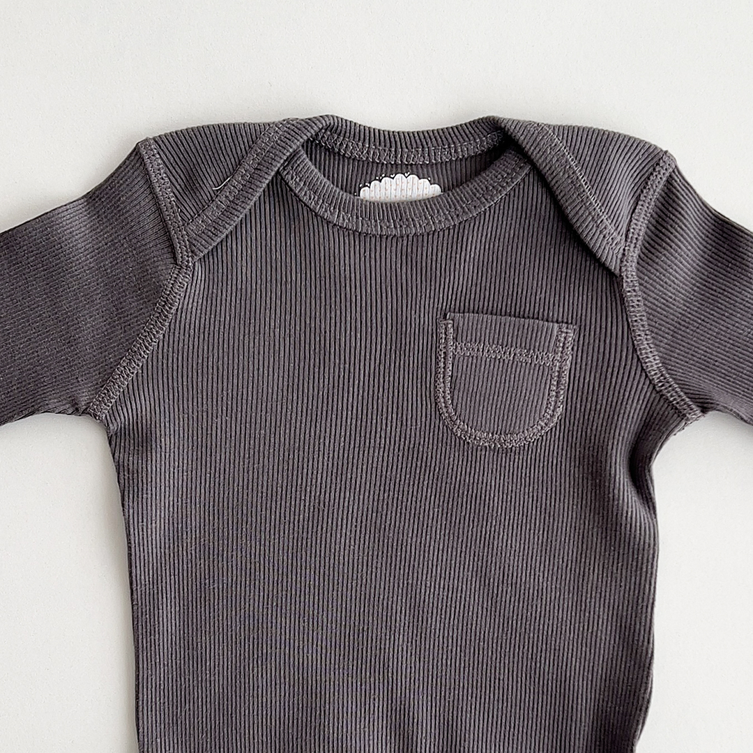 GREY RIBBED ONESIE