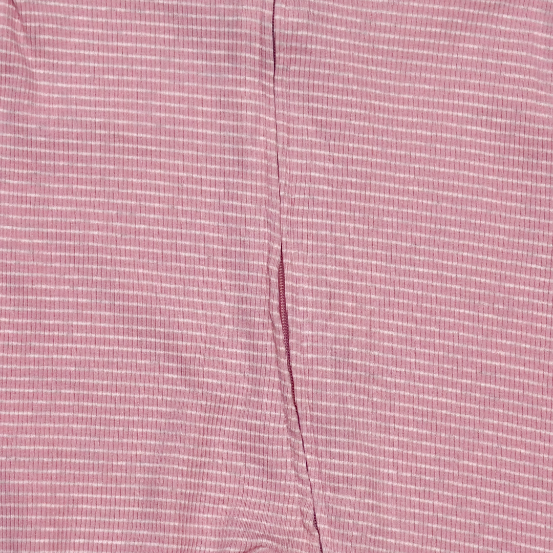PINK STRIPED ZIPPER SLEEPSUIT