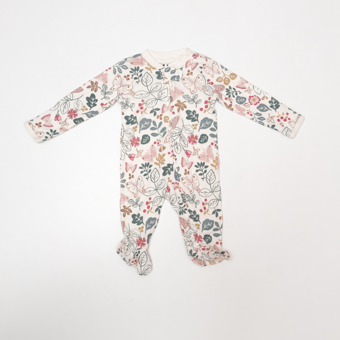 BEIGE FLORAL ZIPPER SLEEPSUIT