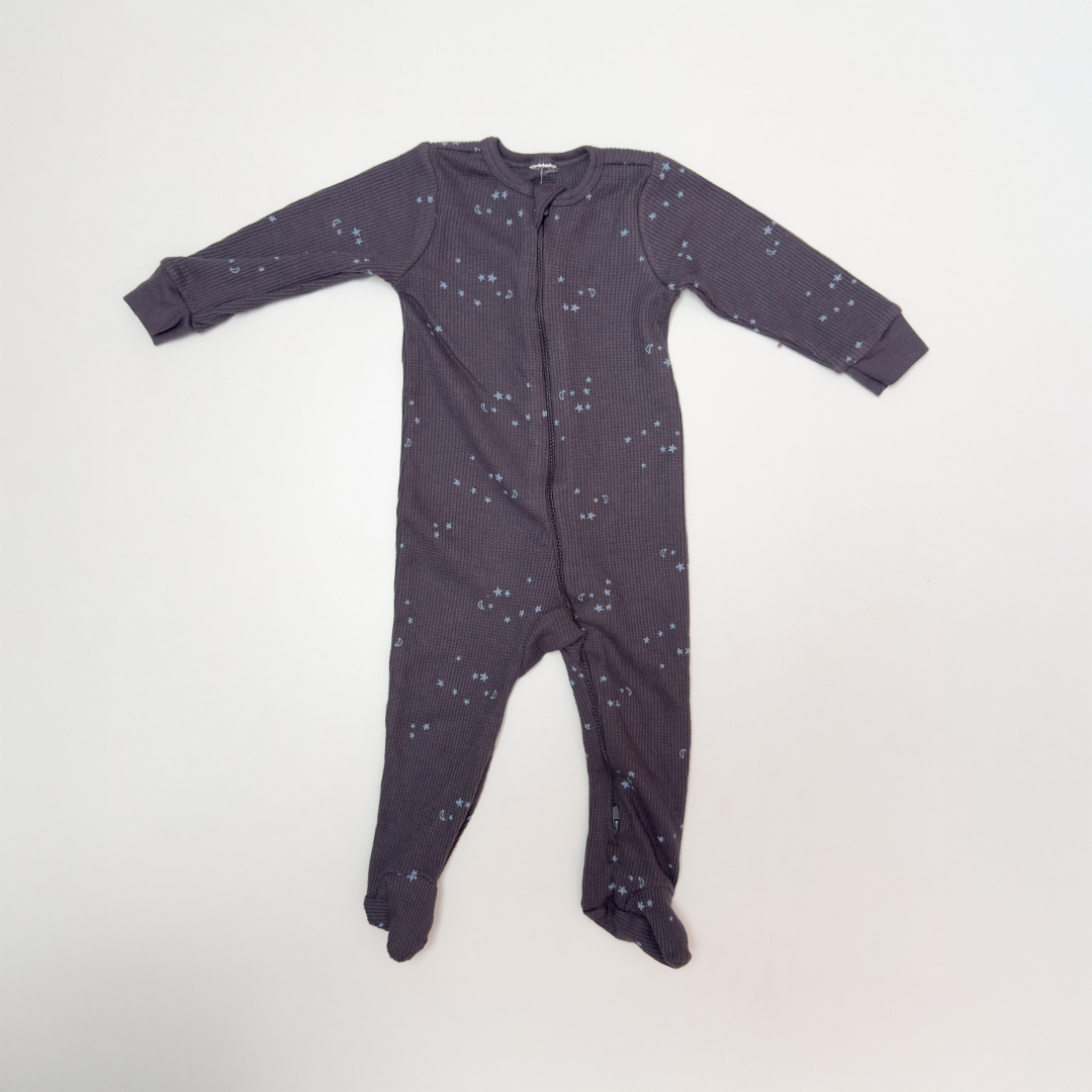 GREY KNITTED STAR ZIPPER SLEEPSUIT