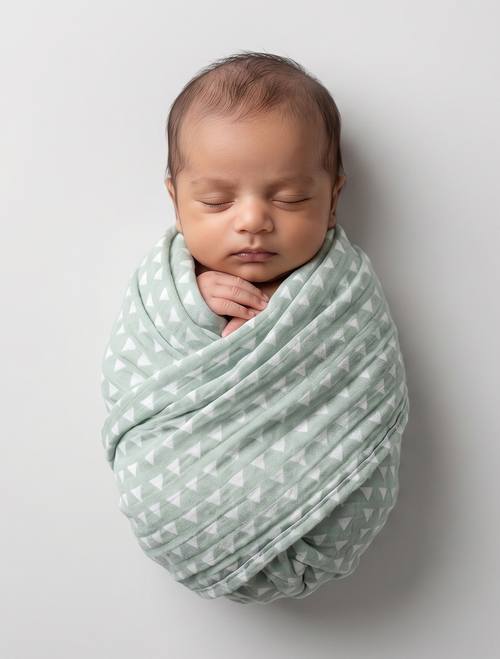 Pastel green patterned muslin swaddle
