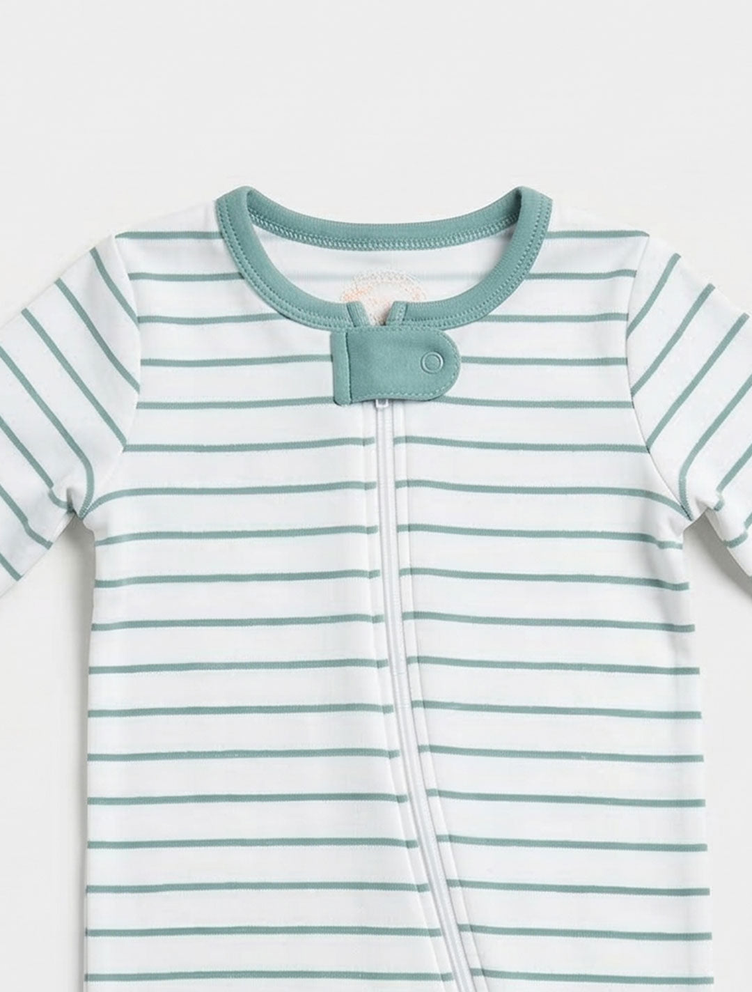 BLUE AND WHITE VISCOUS STRIPED SLEEPSUIT