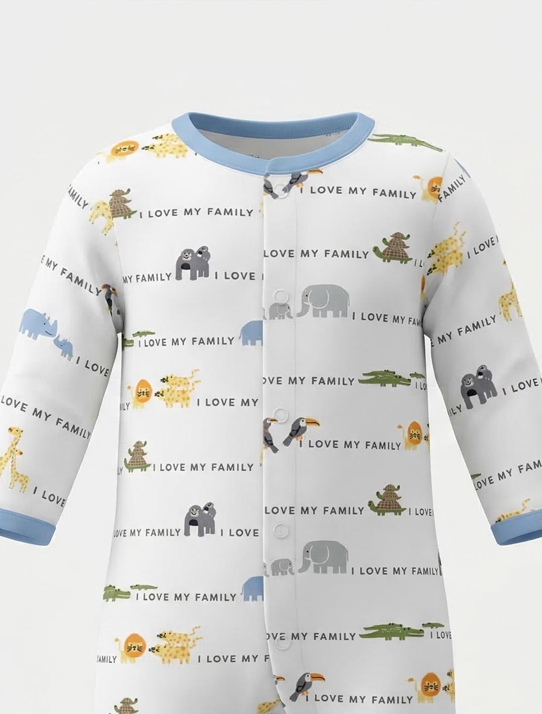 WHITE PRINTED BUTTON SLEEPSUIT