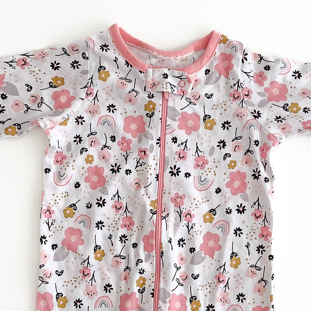 PINK FLORAL PRINTED SLEEPSUIT