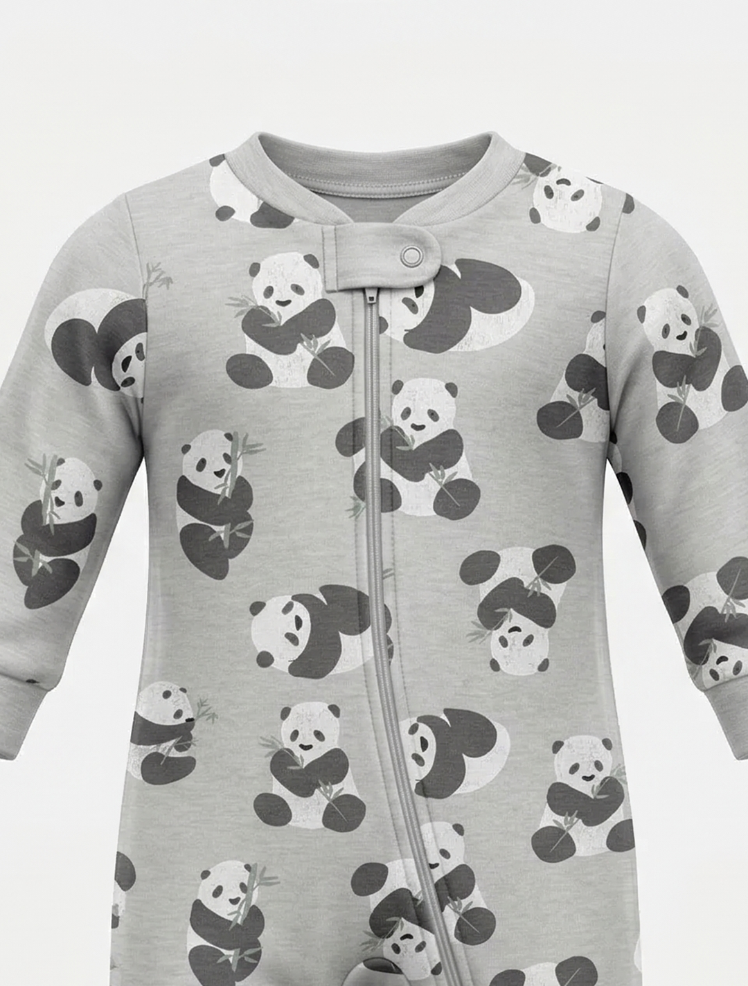 PANDA PRINTED ZIPPER SLEEPSUIT
