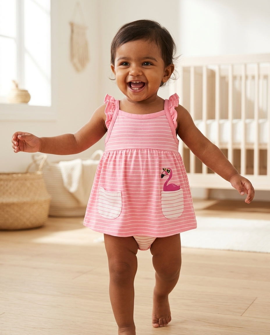 Pink stripes sunsuit