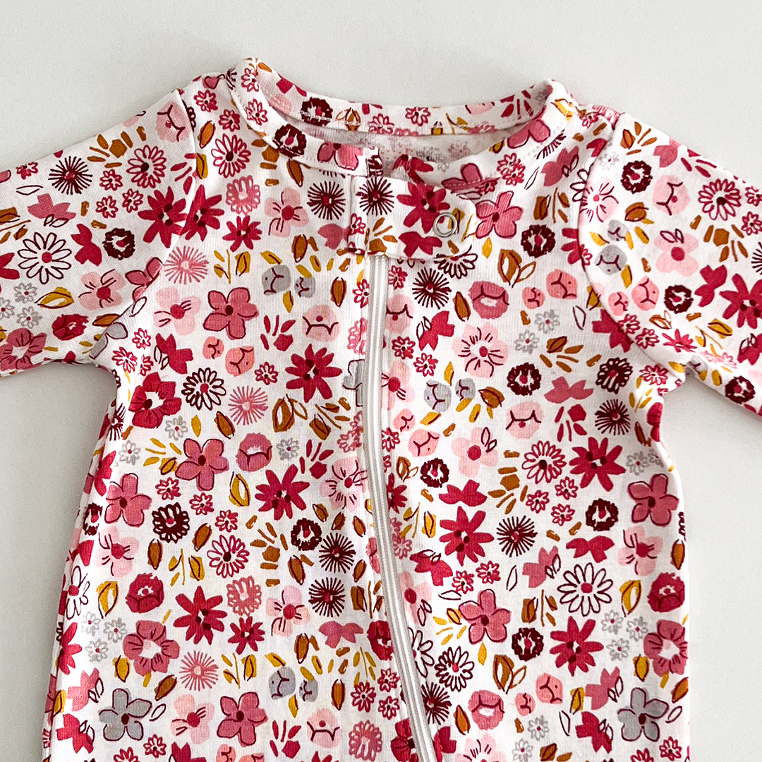 Pink floral sleepsuit