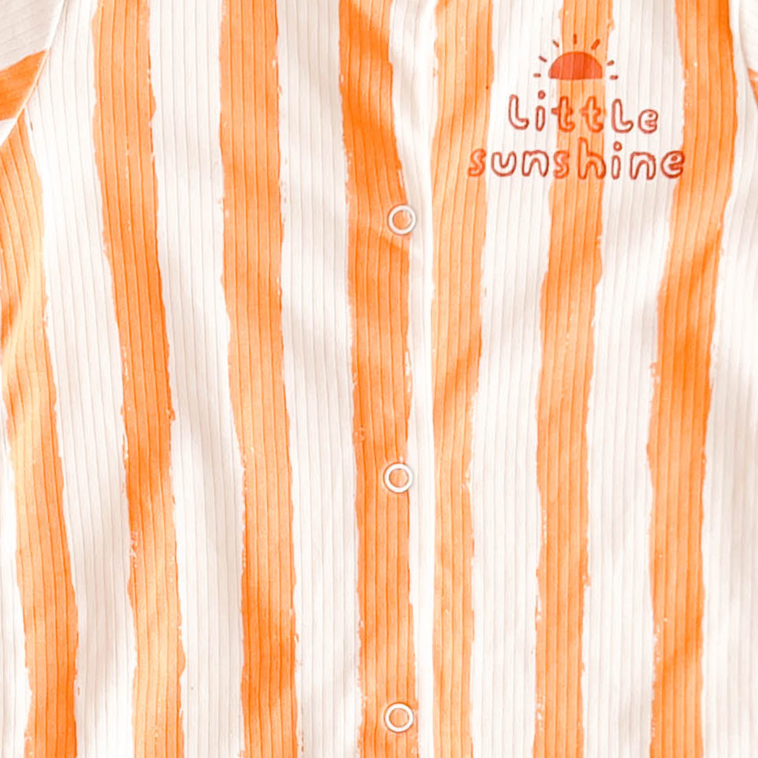 ORANGE WHITE STRIPES RIBBED ROMPER