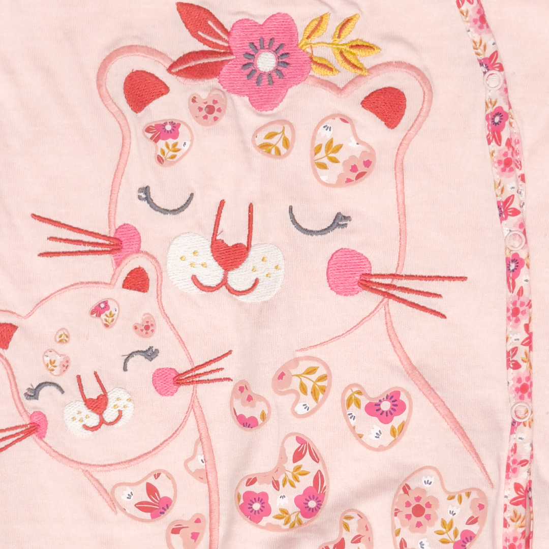 BABY PINK PRINTED SLEEPSUIT