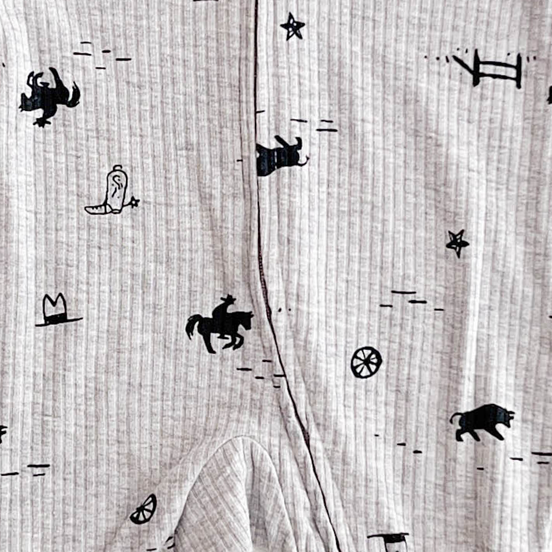 GREY RIBBED COTTON SLEEPSUIT