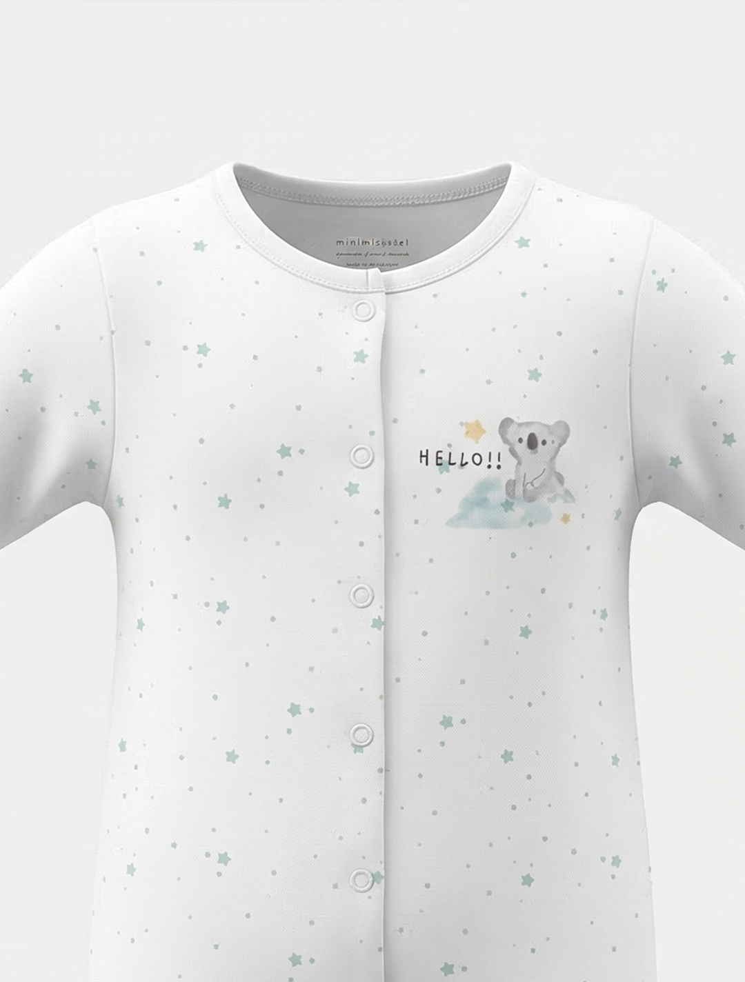 WHITE STAR PRINTED SLEEPSUIT